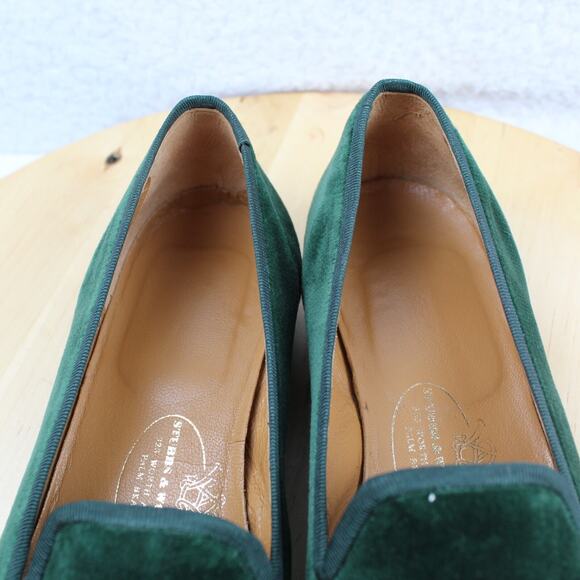 Stubbs Wootton Loafer Womens 6 Green Velvet Embroidered Slip On Comfort Shoe - Picture 10 of 12